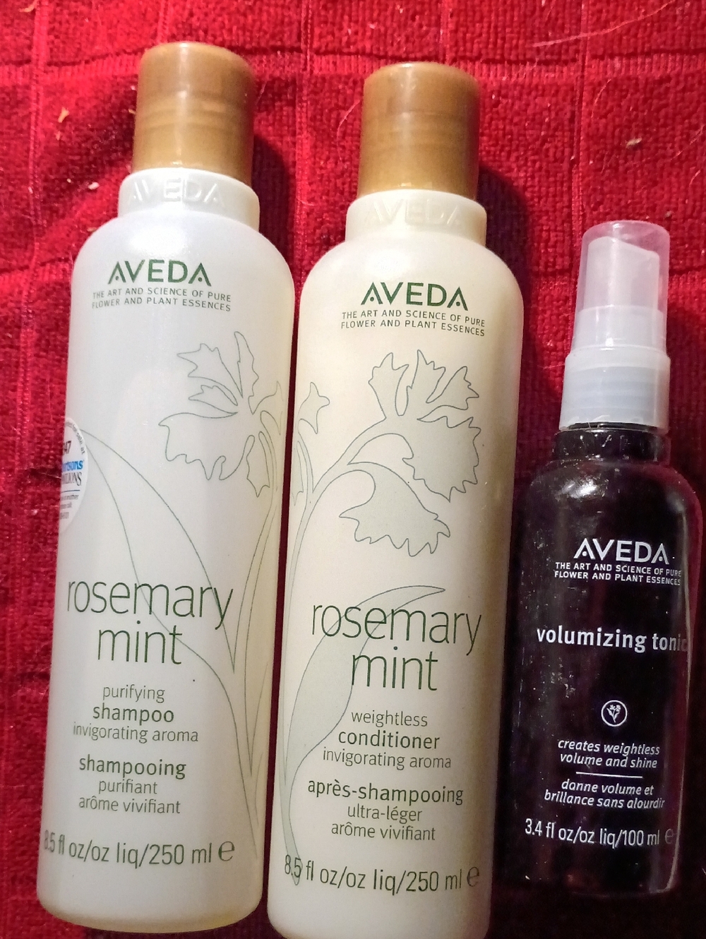 AVEDA ROSEMARY MINT PURIFYING SHAMPOO/WEIGHTLESS CONDITIONER & VOLUMIZING TONIC